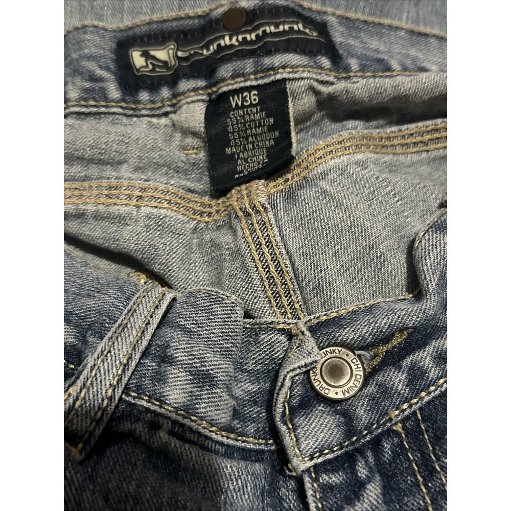 Vintage Drunknmunky Denim Jean Shorts Baggy Skater Y2K Streetwear Blue Size 36 - Picture 9 of 9